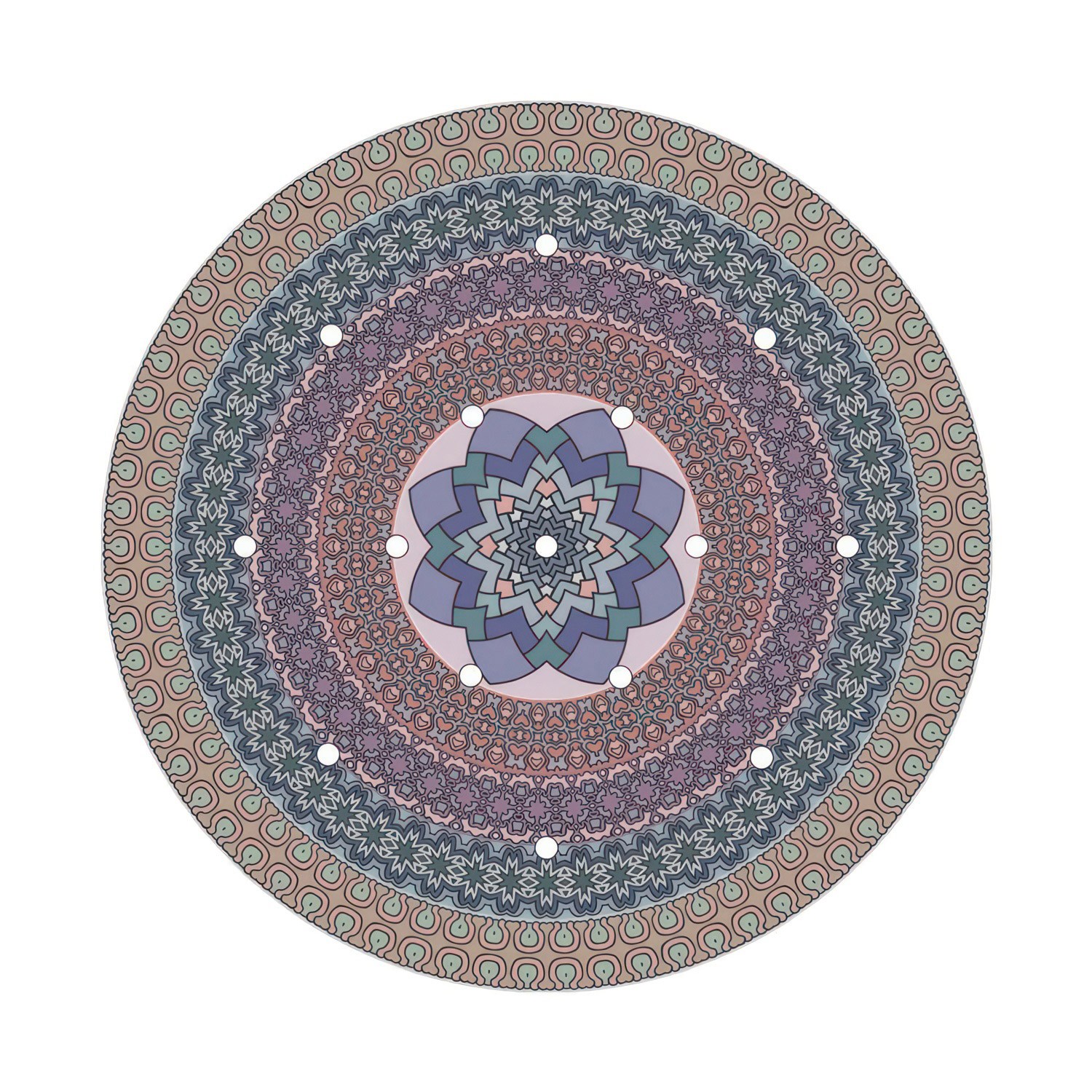 Rosace XXL Rose-One rond de 400 mm de diamètre avec 15 trous et 4 trous latéraux - PROMO