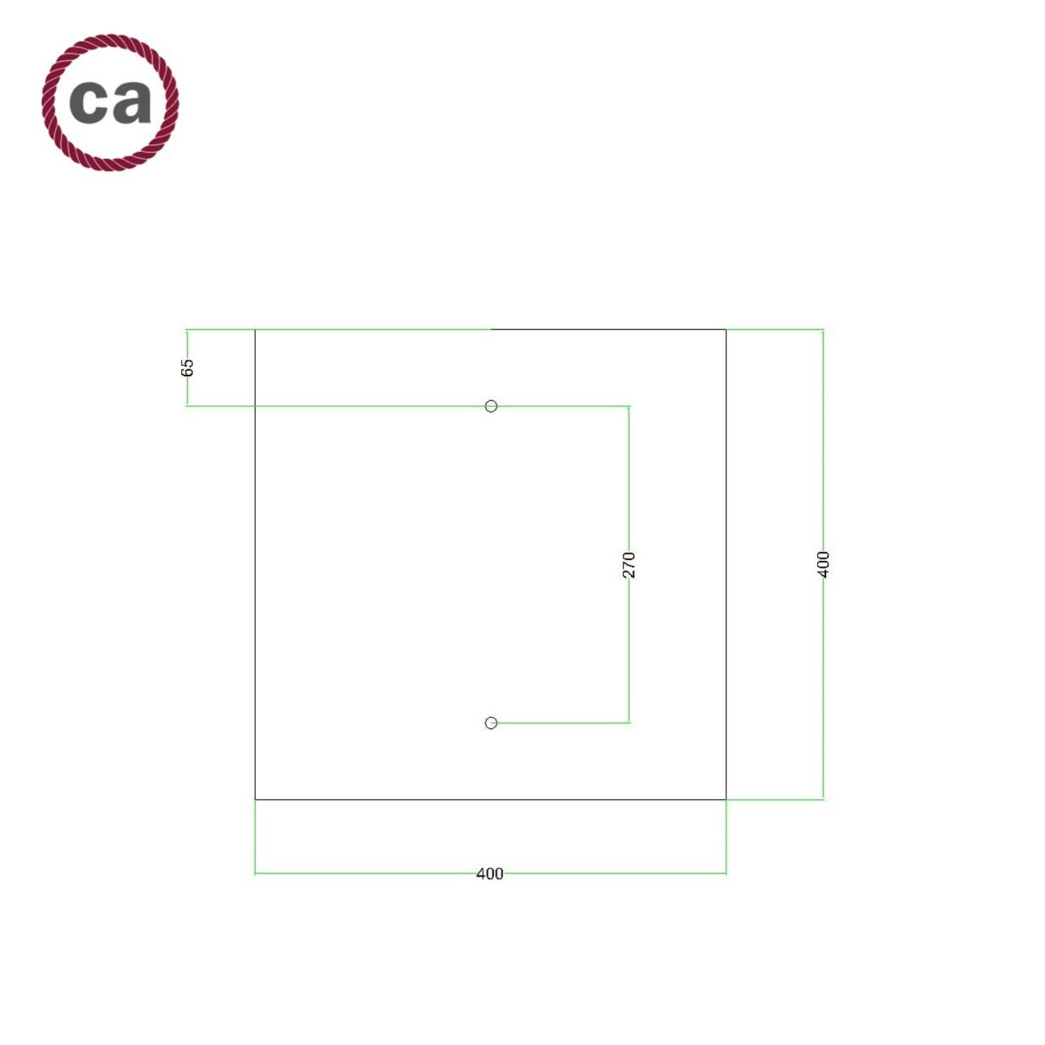 Quadratisches XXL 2-Loch und 4 Seitenlöchern Lampenbaldachin, Rose-One-Abdeckung, 400 mm- PROMO