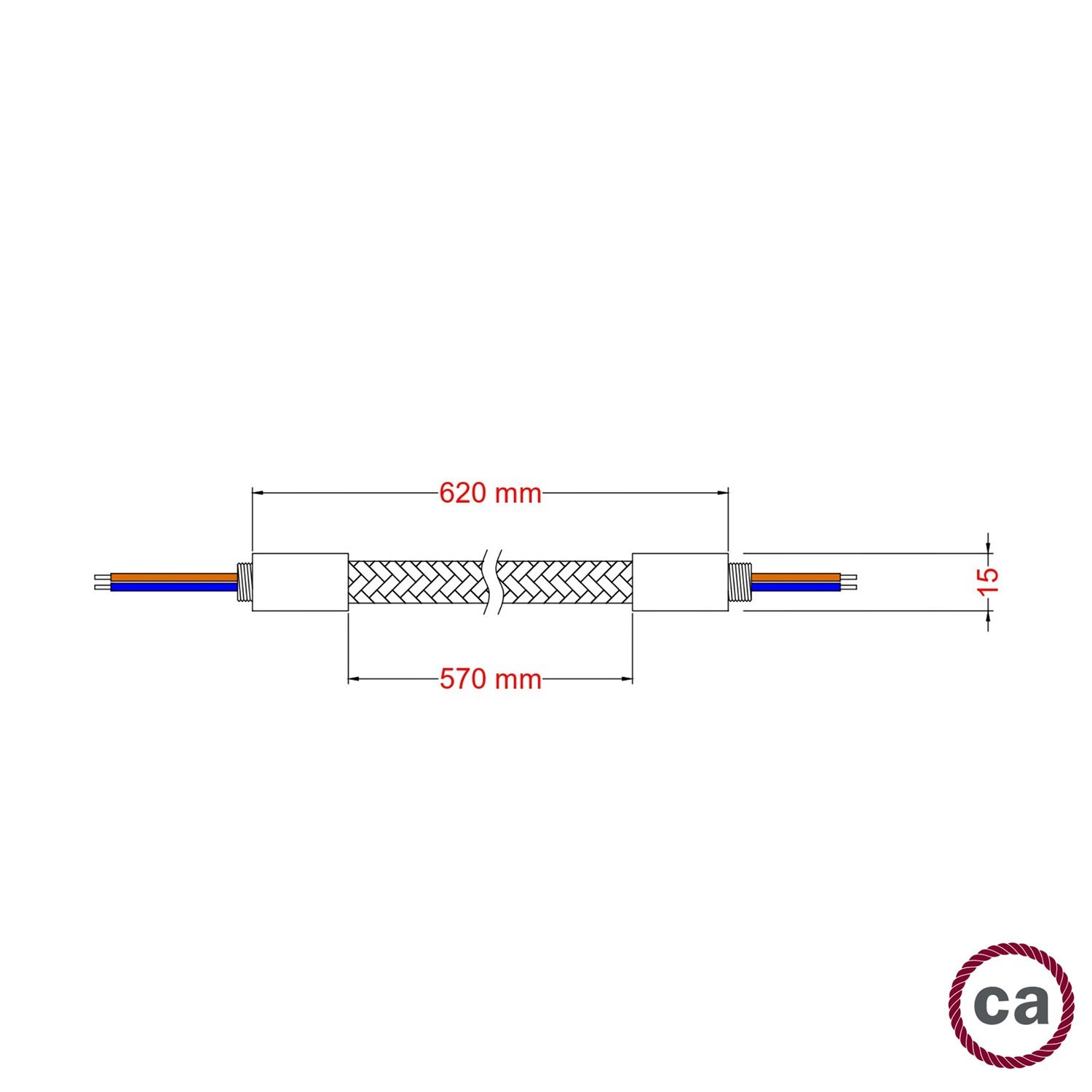 Kit Creative Flex flexibles gewebeummanteltes Kabelrohr, RM02 silberfarben mit Metallenden