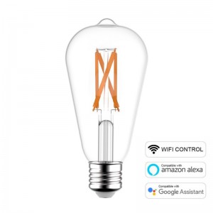 SMART LED Glühlampe Edison ST64 WI-FI transparent mit Filament 6.5W E27 dimmbar