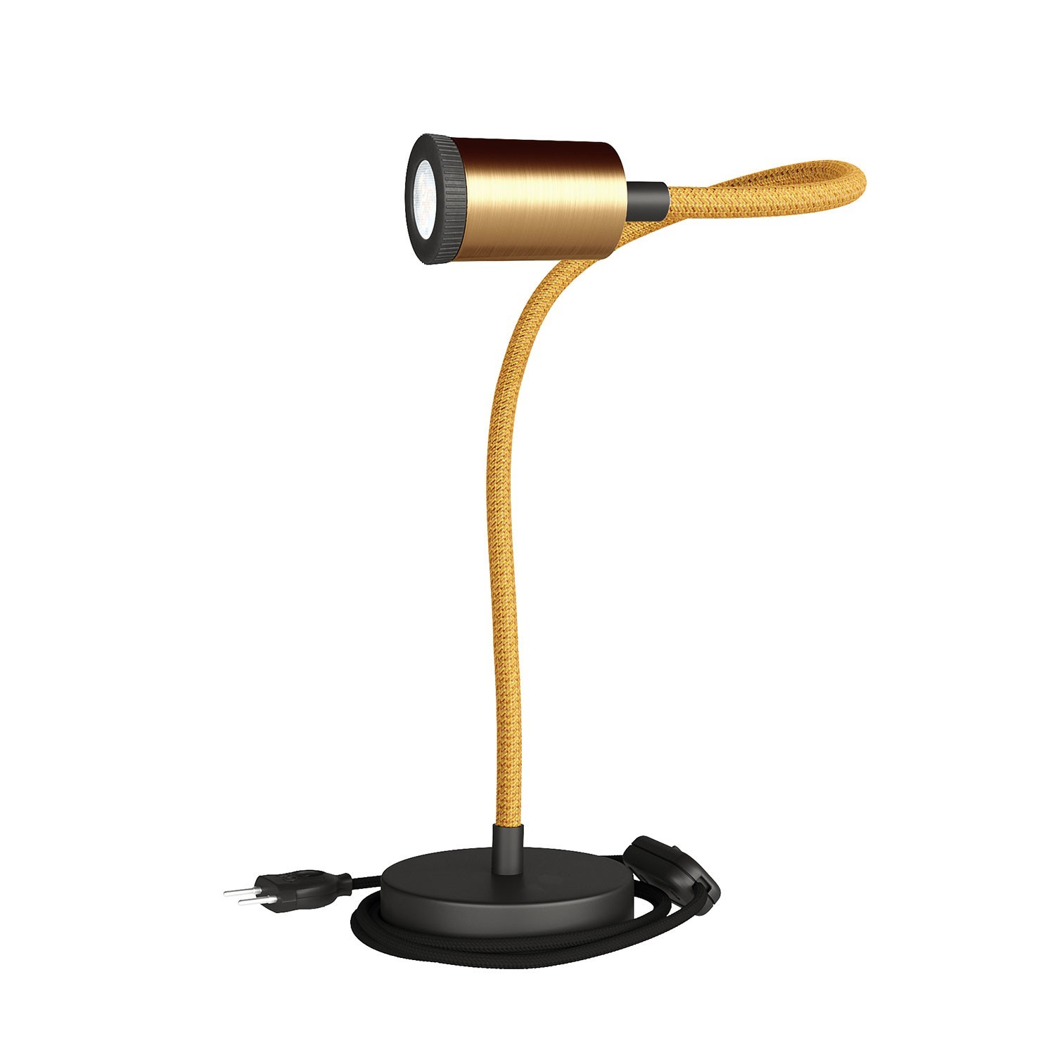 Table Flex GU1d0 lampe de table articulée avec mini spot LED et prise bipolaire