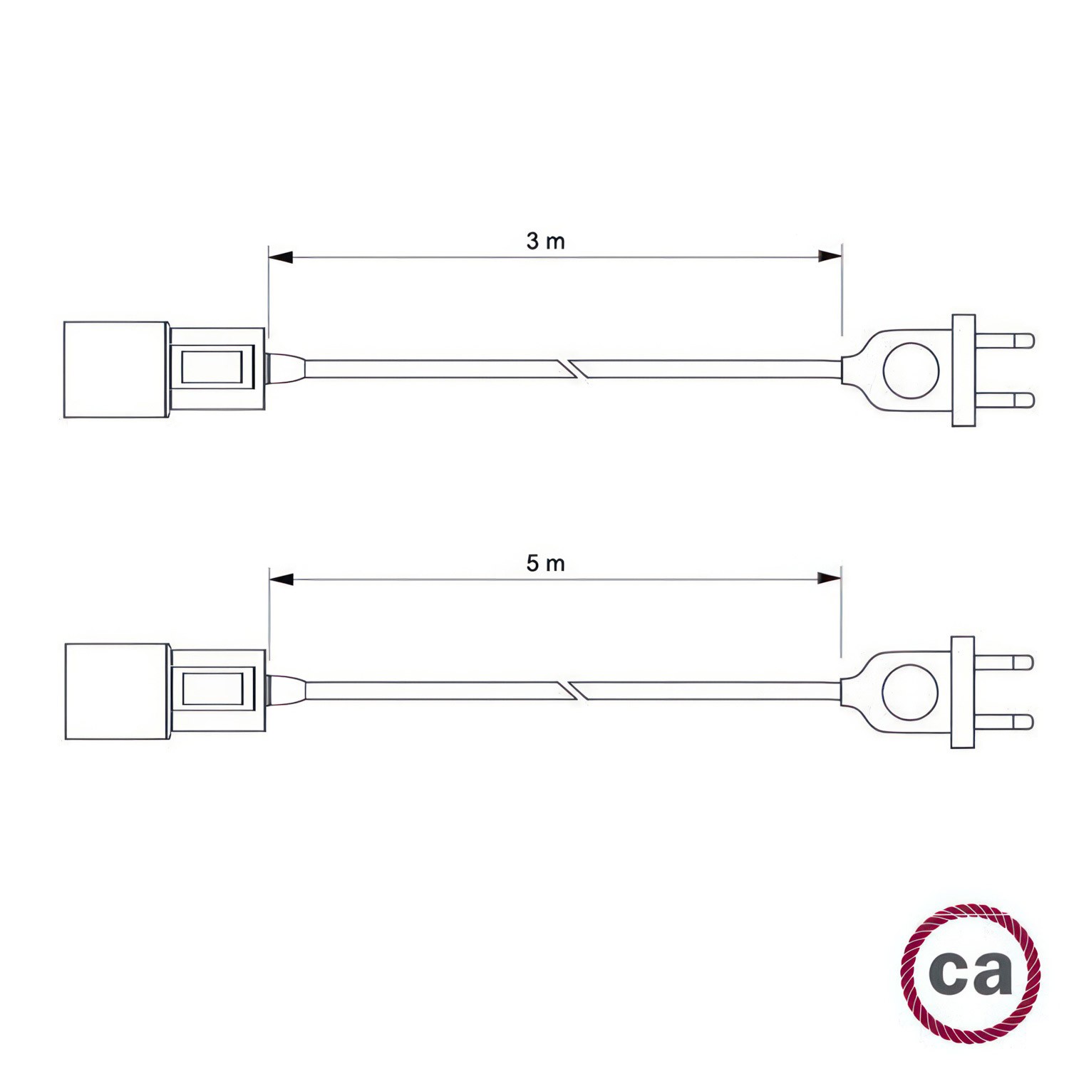 Snake Zick-Zack - Plug-in Leuchte mit Textilkabel mit Zick-Zack-Muster