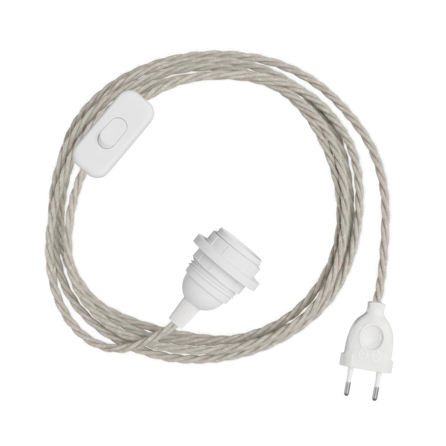 SnakeBis Twisted für Lampenschirm - Leuchtenzuleitung mit Lampenfassung und geflochtenem Textilkabel