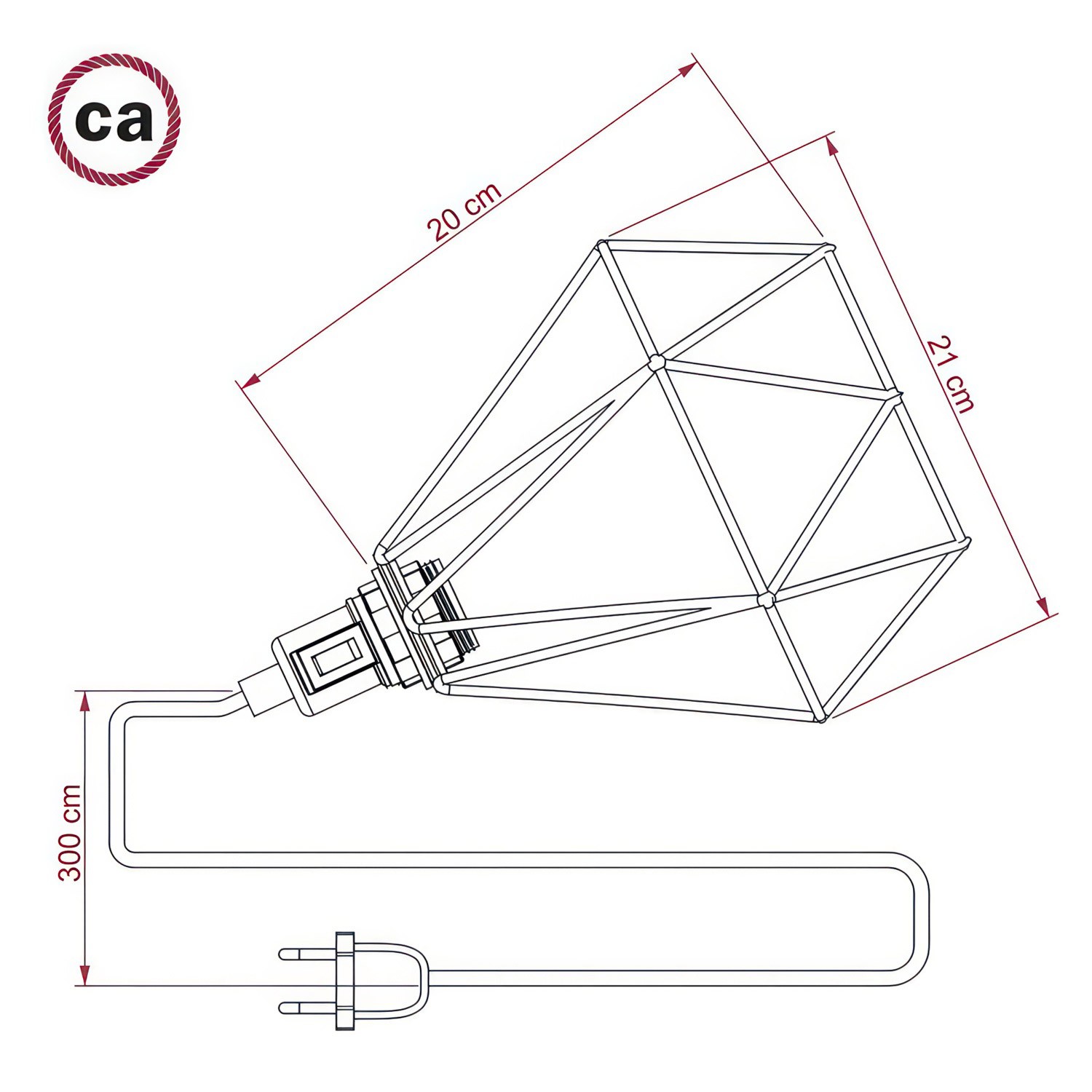 Table Snake - Lampada plug-in con paralume a gabbia Diamond