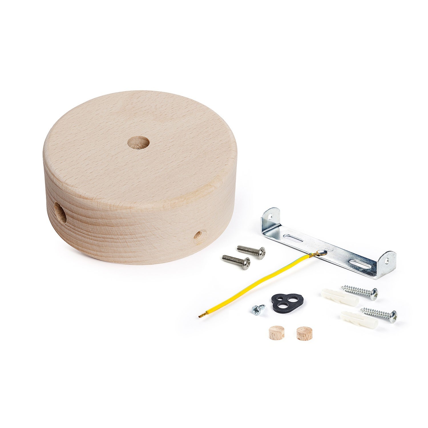 Kit Mini rosace cylindrique en bois avec 1 trou central et 2 trous latéraux