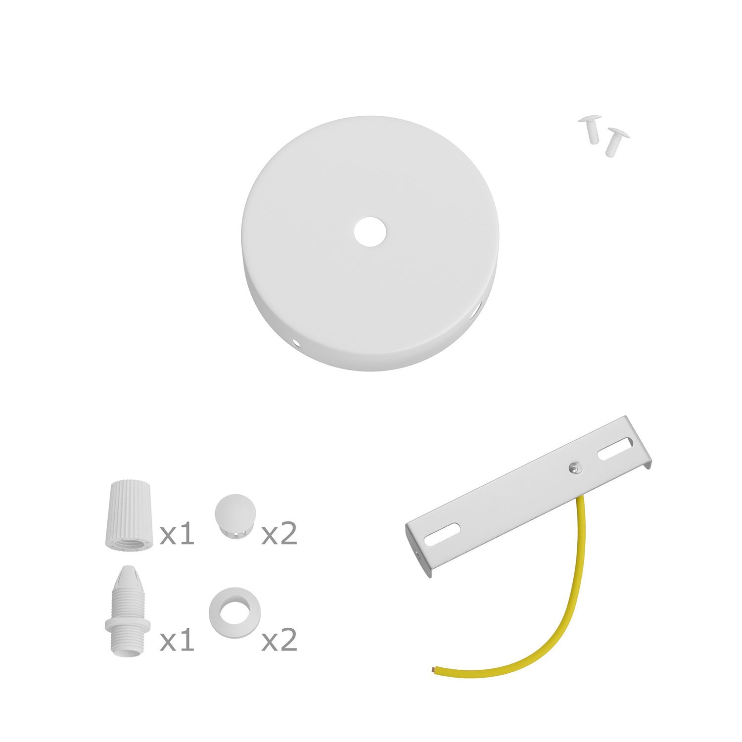 Kit runder Mini Lampenbaldachin aus Metall mit 1 zentralen Loch und 2 Seitenlöchern