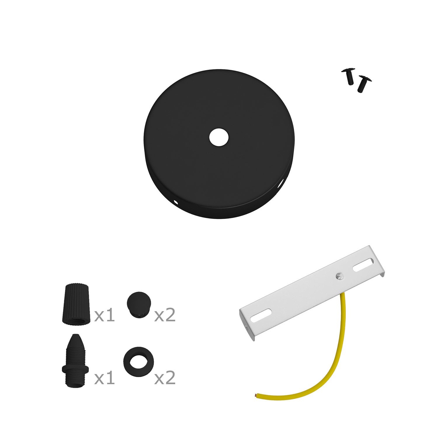 Kit runder Mini Lampenbaldachin aus Metall mit 1 zentralen Loch und 2 Seitenlöchern