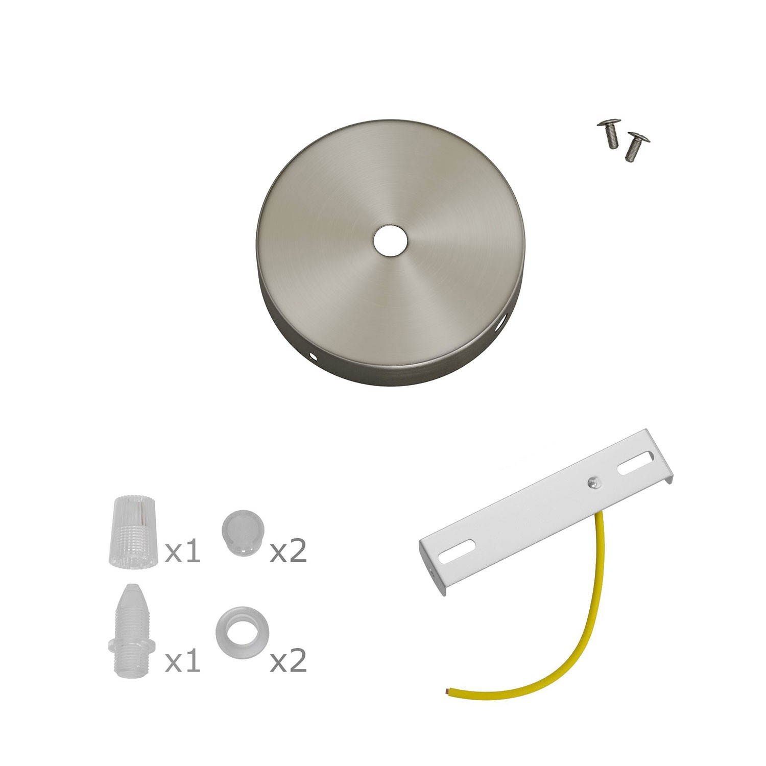 Kit Mini rosace cylindrique en métal avec 1 trou central et 2 trous latéraux