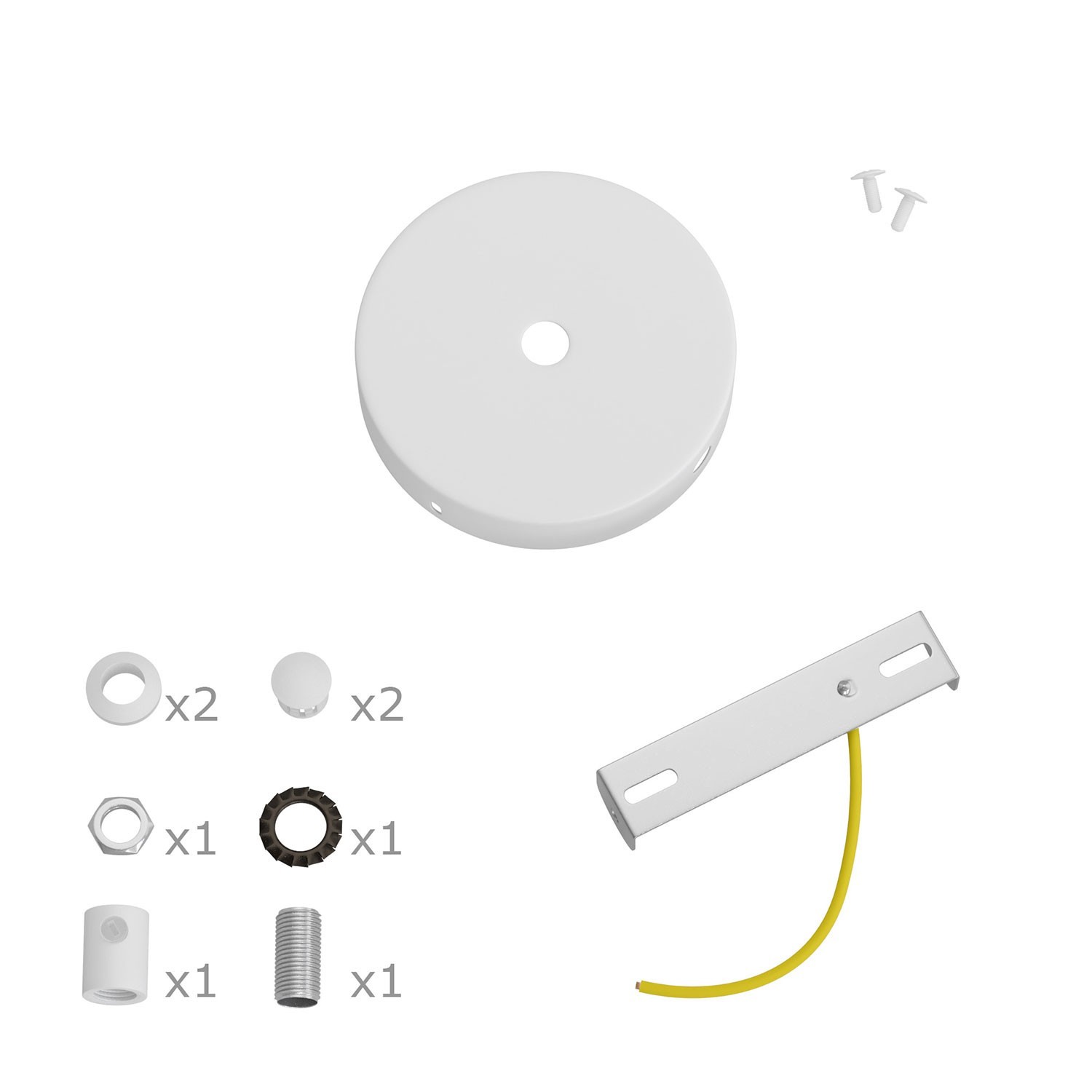 Kit runder Mini Lampenbaldachin aus Metall mit 1 zentralen Loch und 2 Seitenlöchern