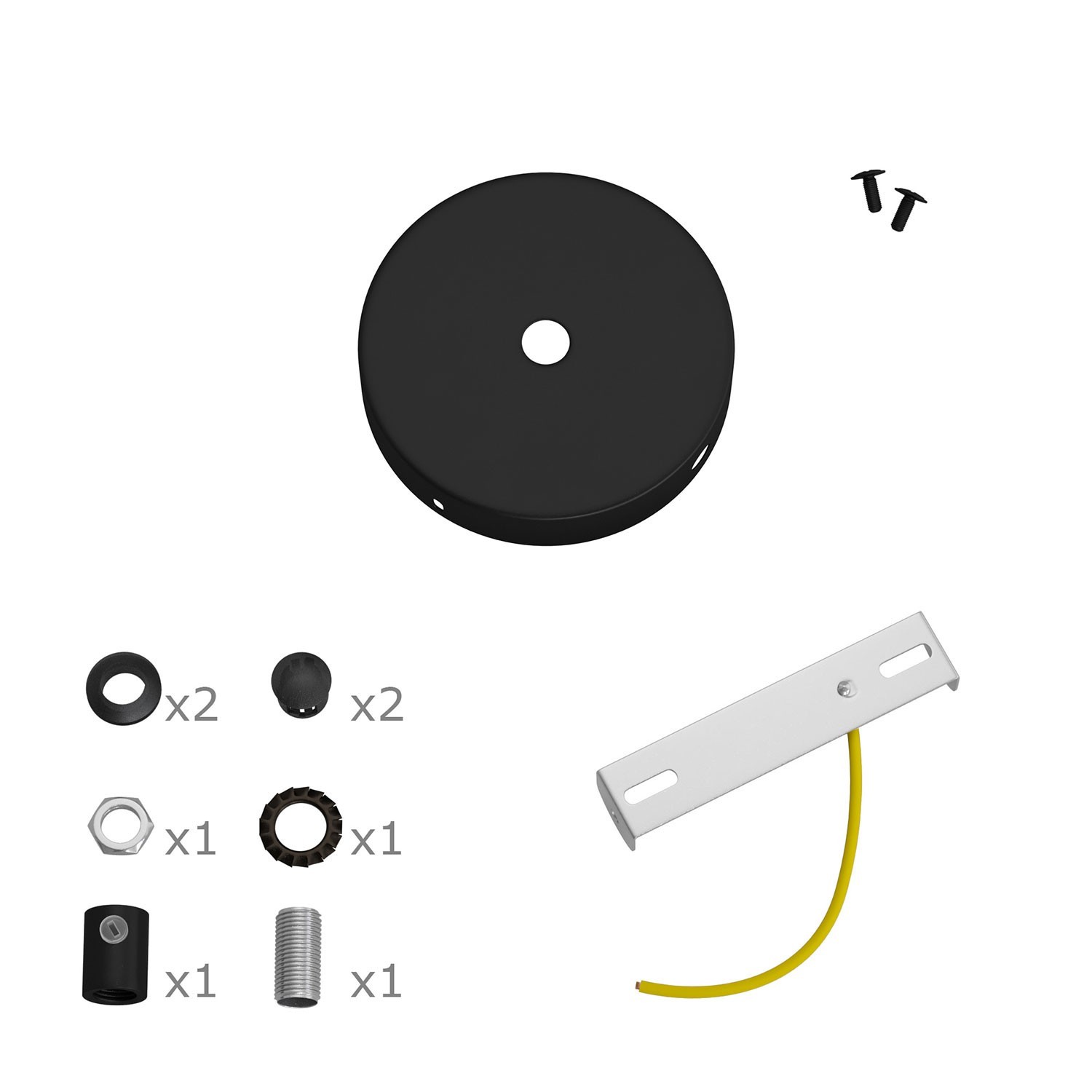 Kit Mini rosace cylindrique en métal avec 1 trou central et 2 trous latéraux