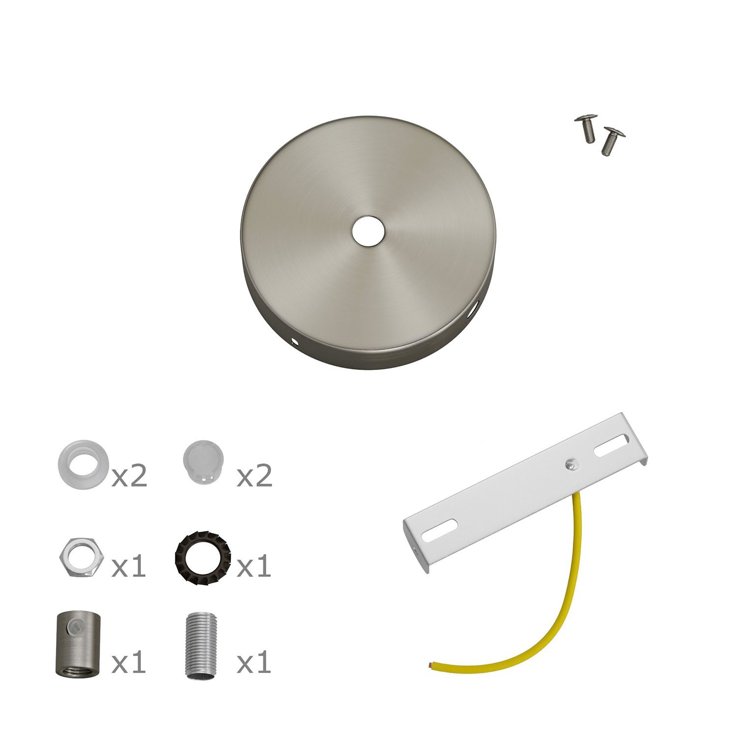 Kit Mini rosace cylindrique en métal avec 1 trou central et 2 trous latéraux