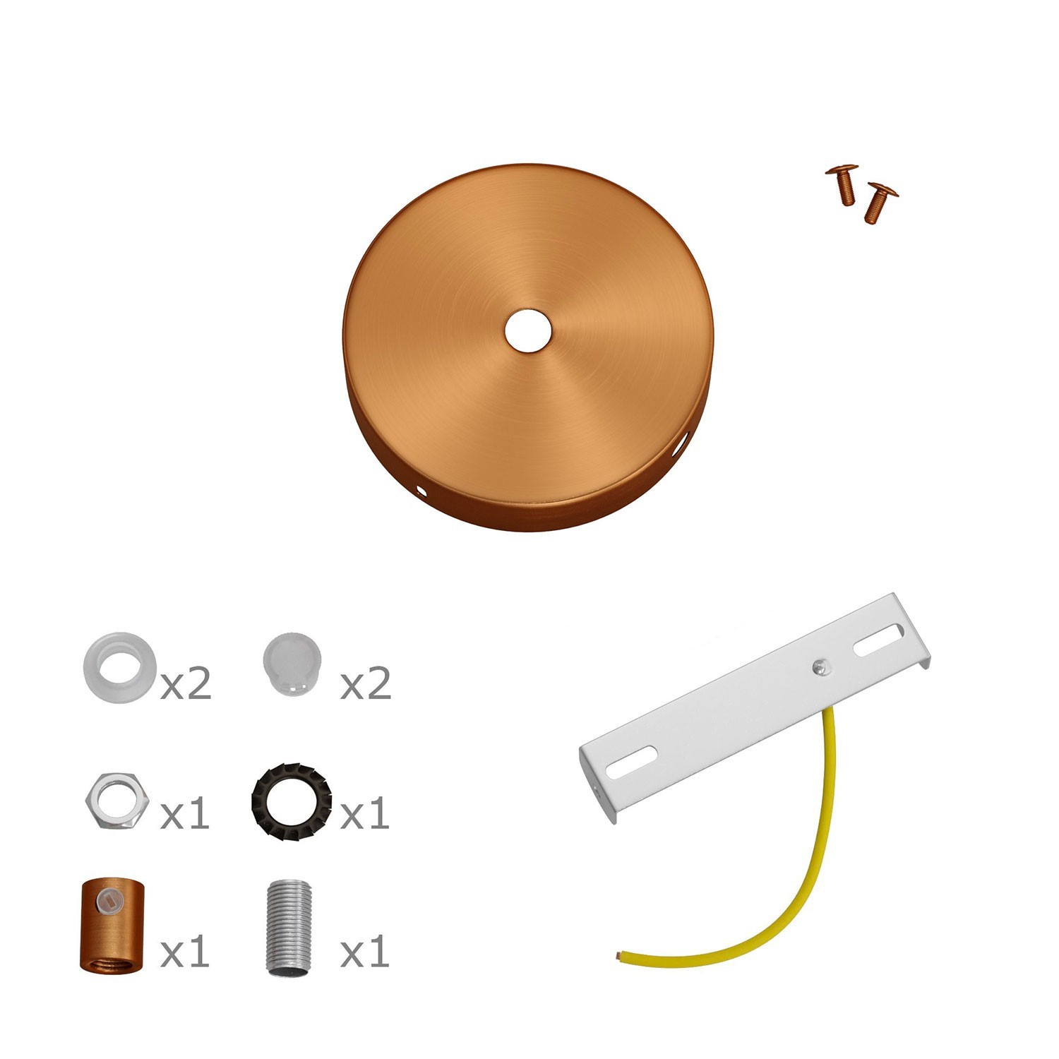 Kit runder Mini Lampenbaldachin aus Metall mit 1 zentralen Loch und 2 Seitenlöchern