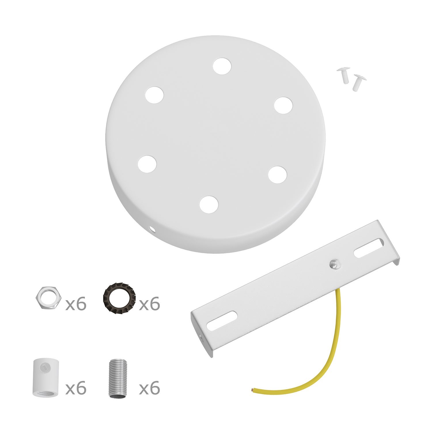 Kit rosone cilindrico in metallo a 6 fori