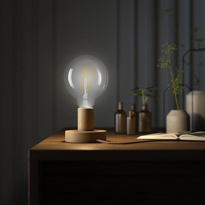 Posaluce - Lampe de table en bois Small avec fiche bipolaire
