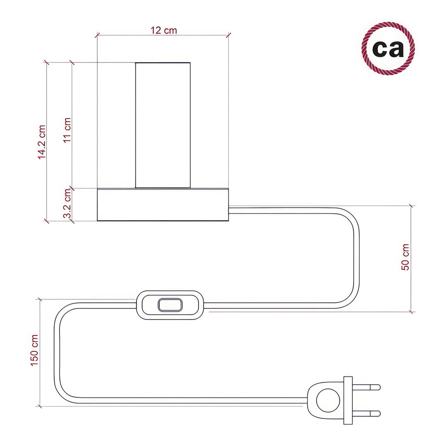 Posaluce - Lampada da tavolo in legno Large con spina a due poli