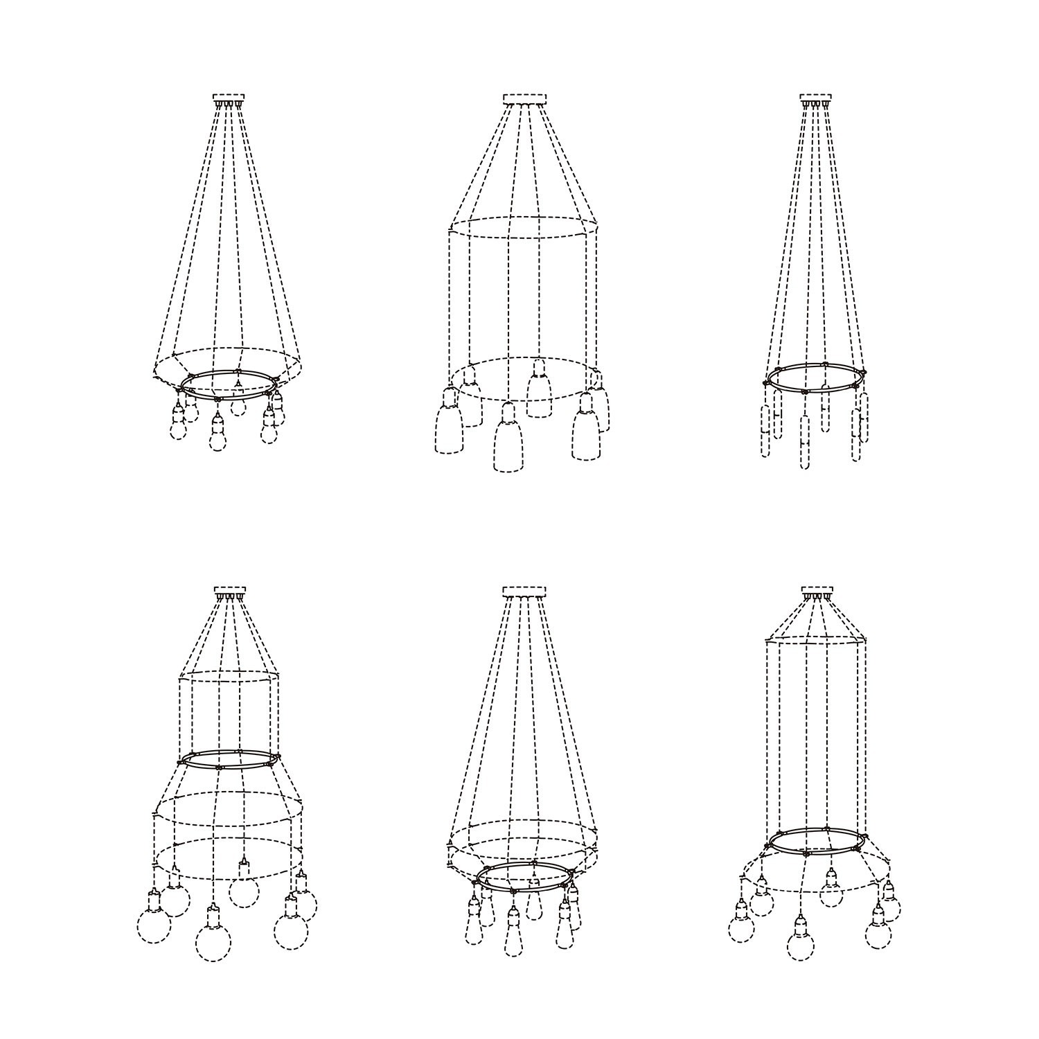 Struttura Cage circolare per lampadari a 6 cadute