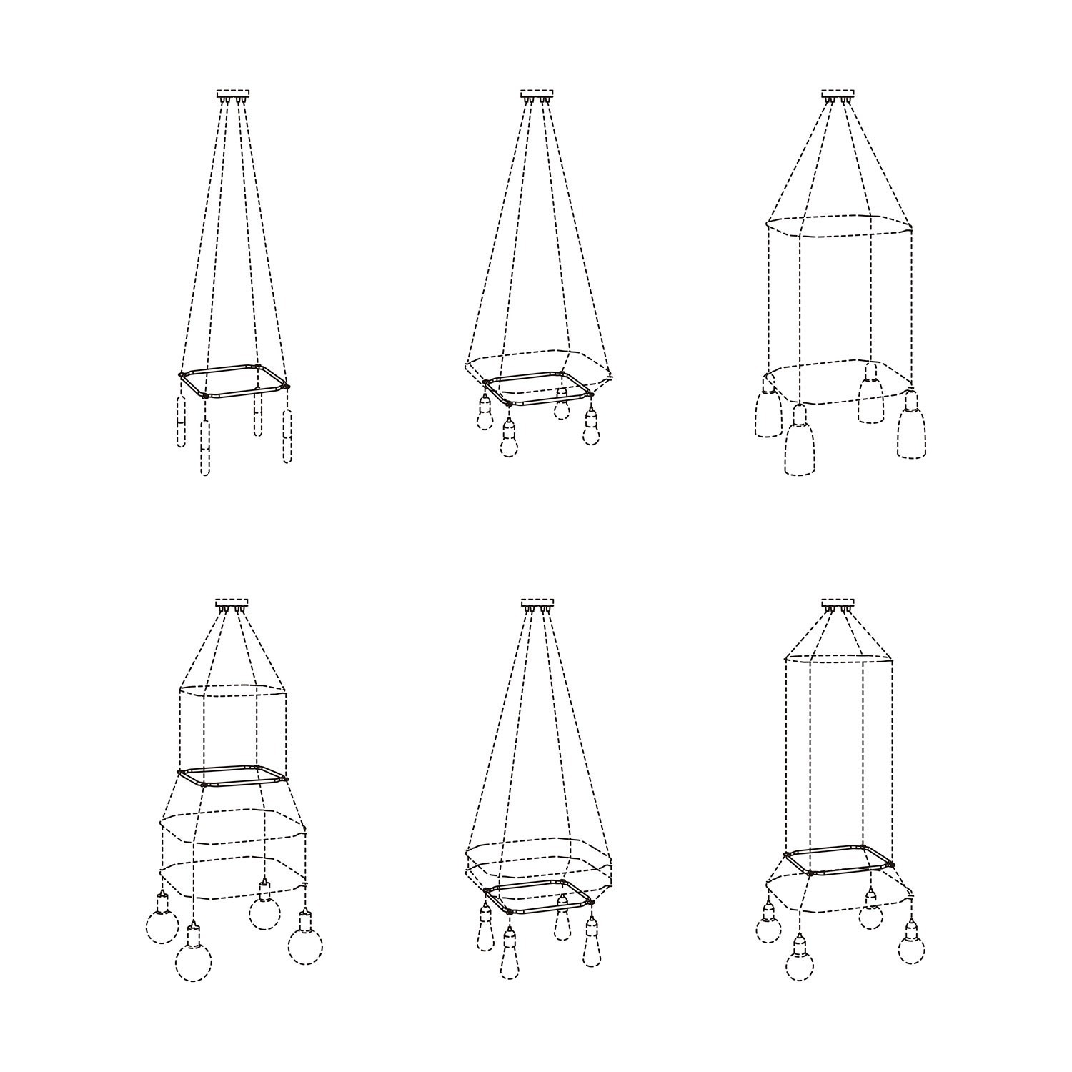 Cage Quadrato - Struttura per lampadari