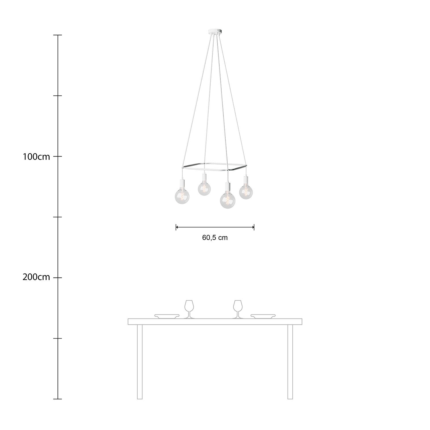 Lampadario Cage a 4 cadute Globo