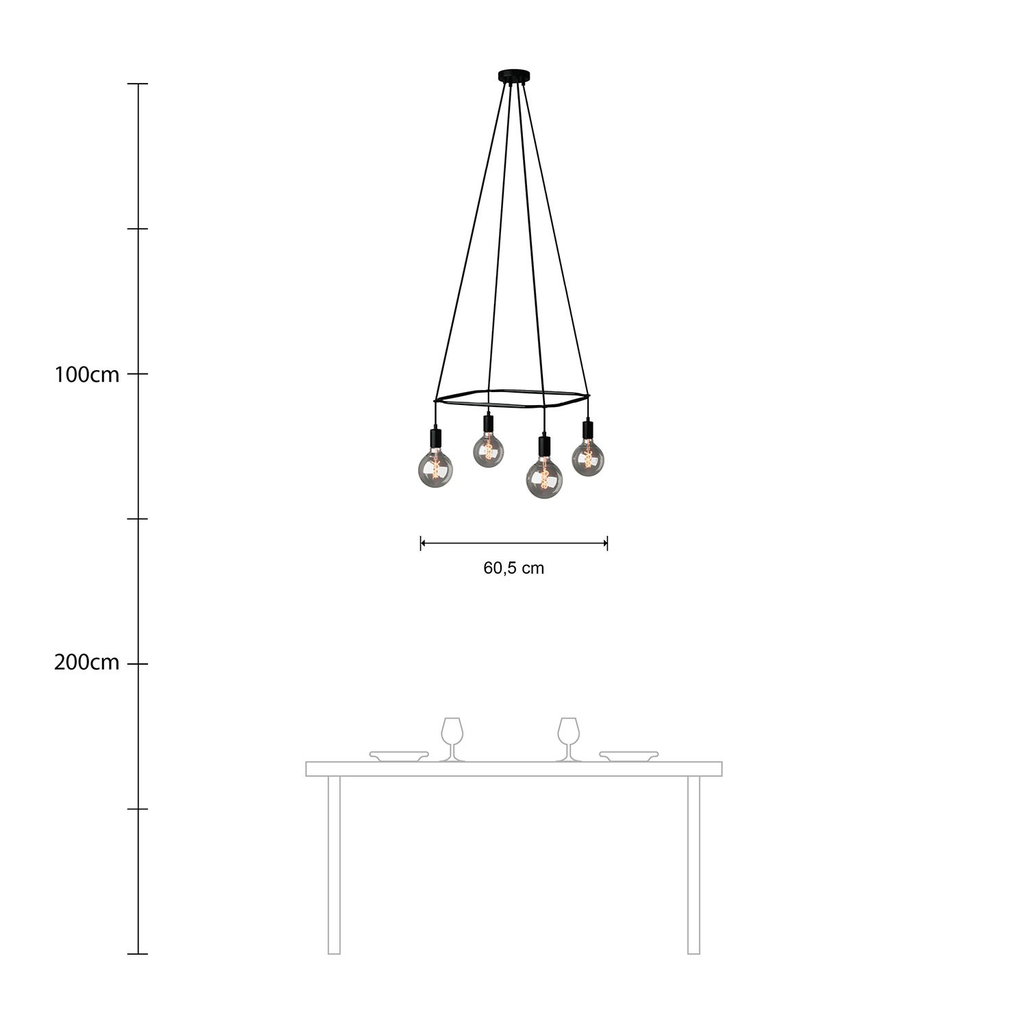 Lampadario Cage a 4 cadute Globo