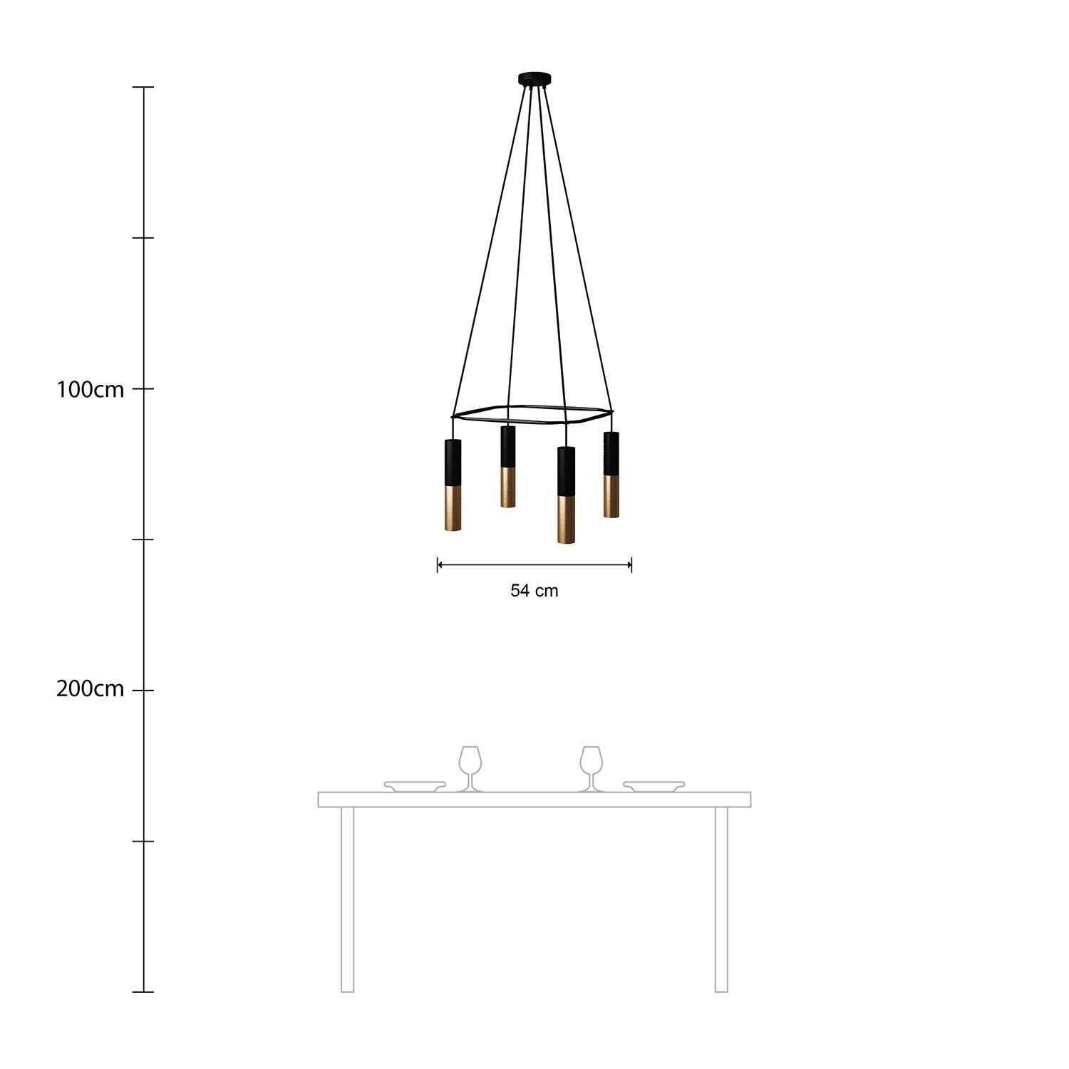 Lustre Cage avec 4 bras Tub-E14 Double