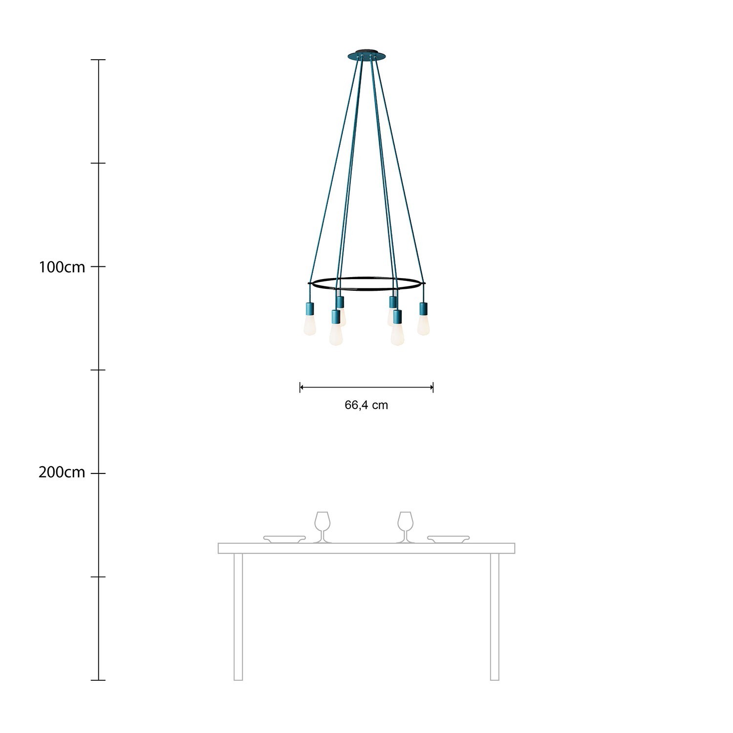 Deckenleuchte Cage Edison ST64 mit 6 Aufhängungen