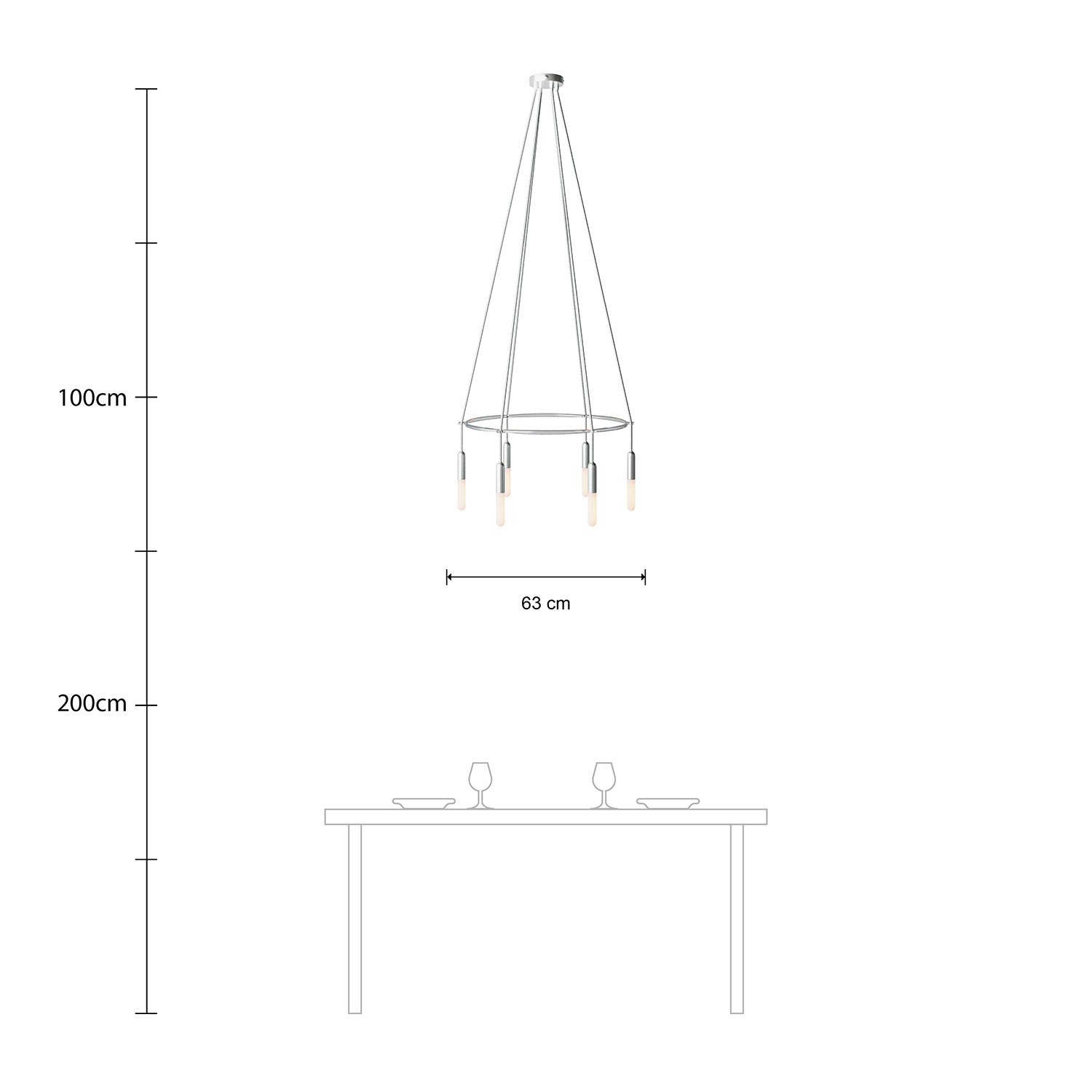 Deckenleuchte Cage P-Light mit 6 Aufhängungen