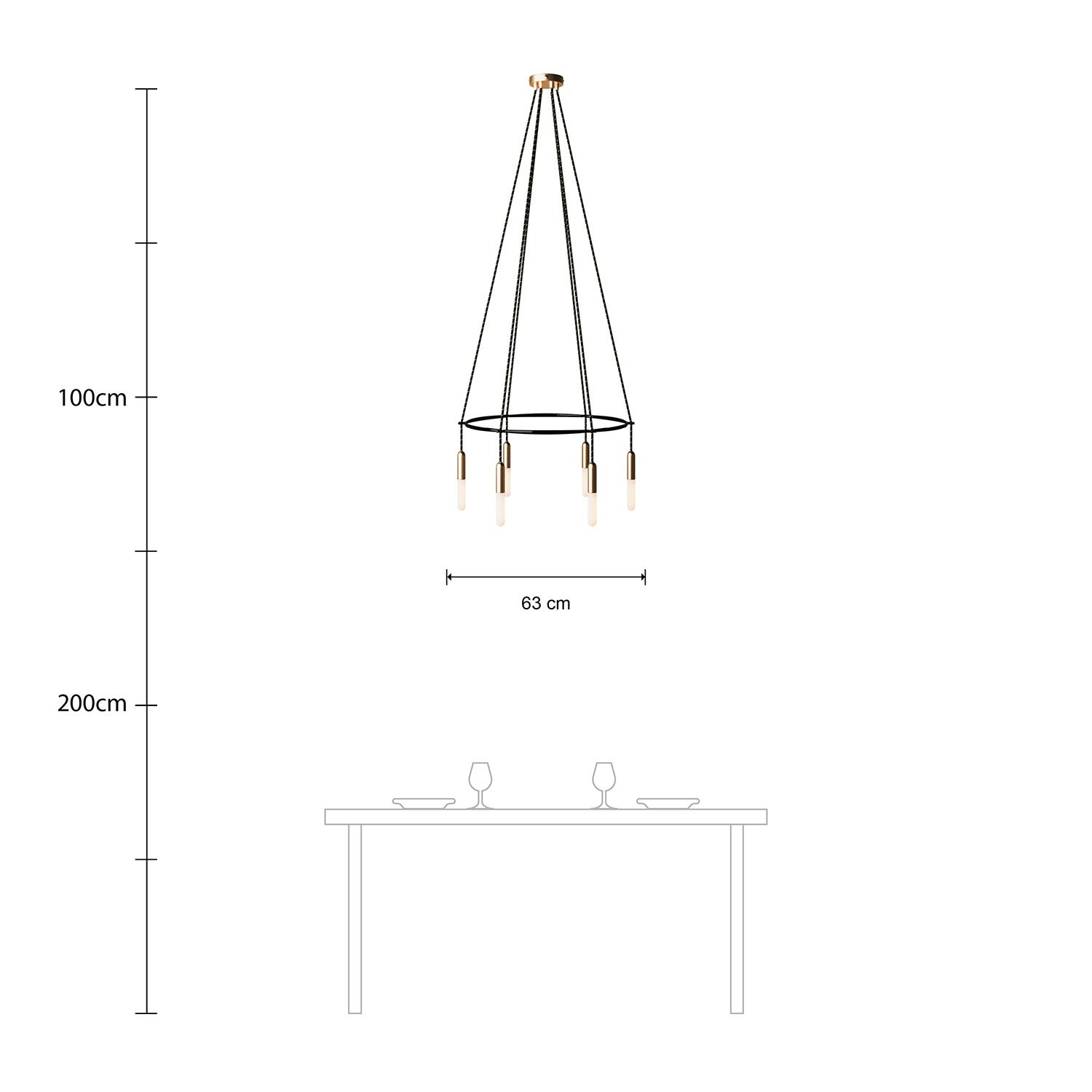 Deckenleuchte Cage P-Light mit 6 Aufhängungen