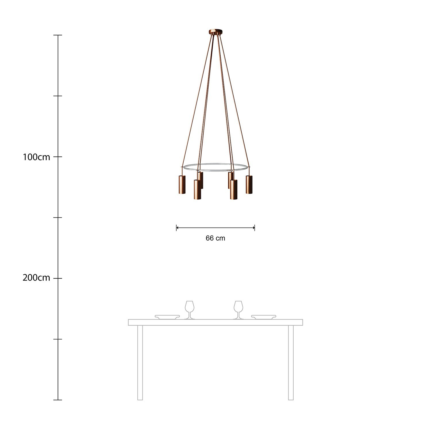 Lampadario Cage a 6 cadute Tub-E14