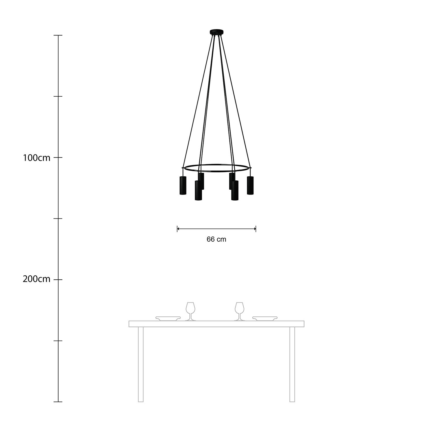 Lampadario Cage a 6 cadute Tub-E14