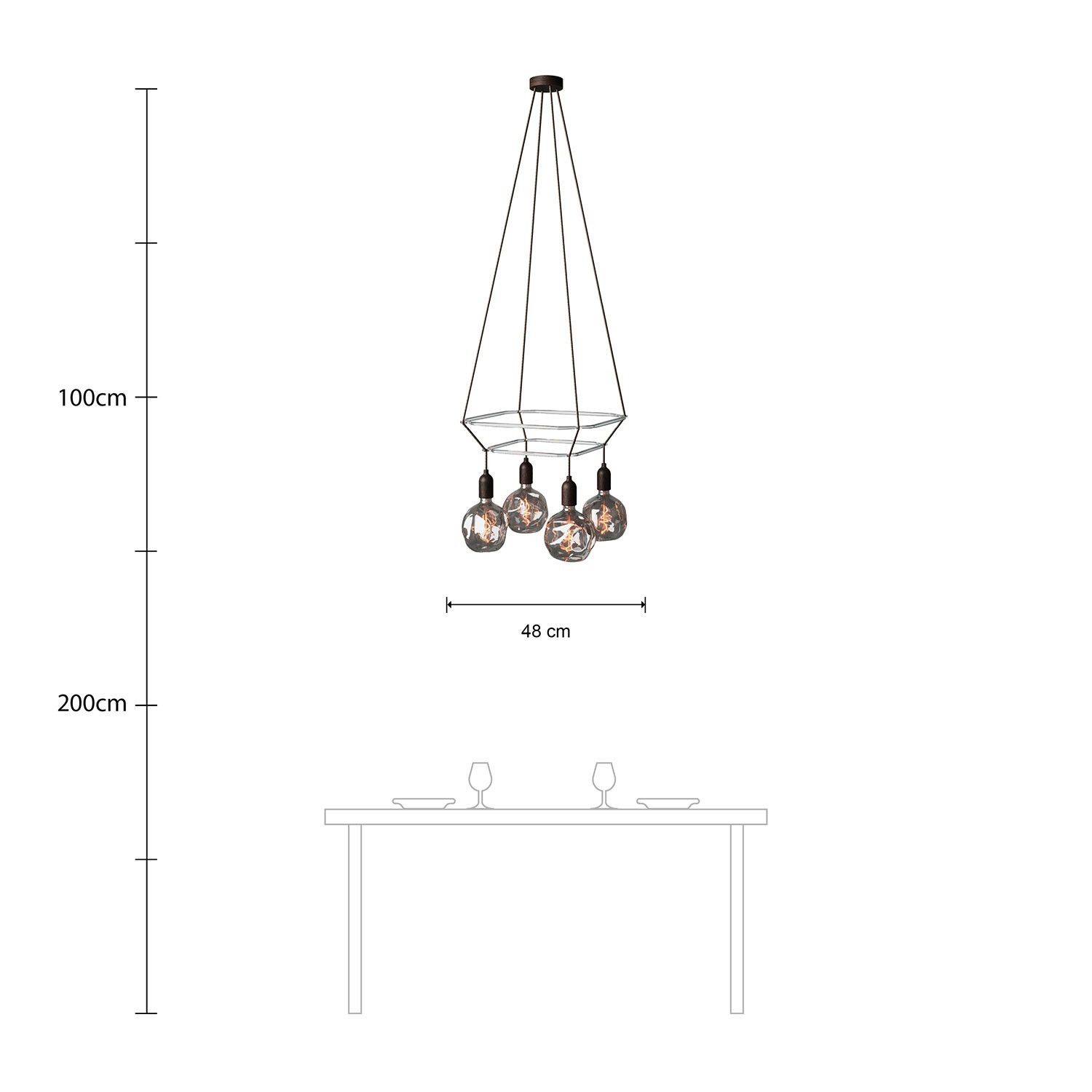 Lampadario 2 Cage a 4 cadute Globo Bumped