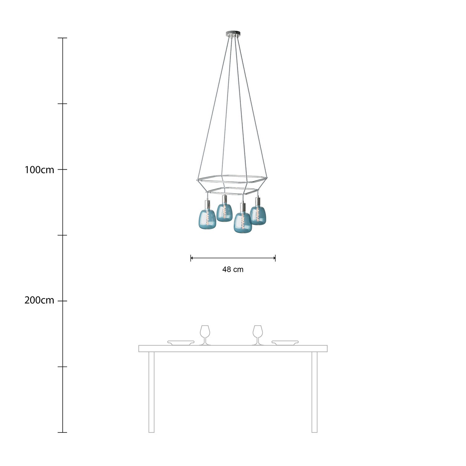 Lampadario 2 Cage a 4 cadute Bona Pastel