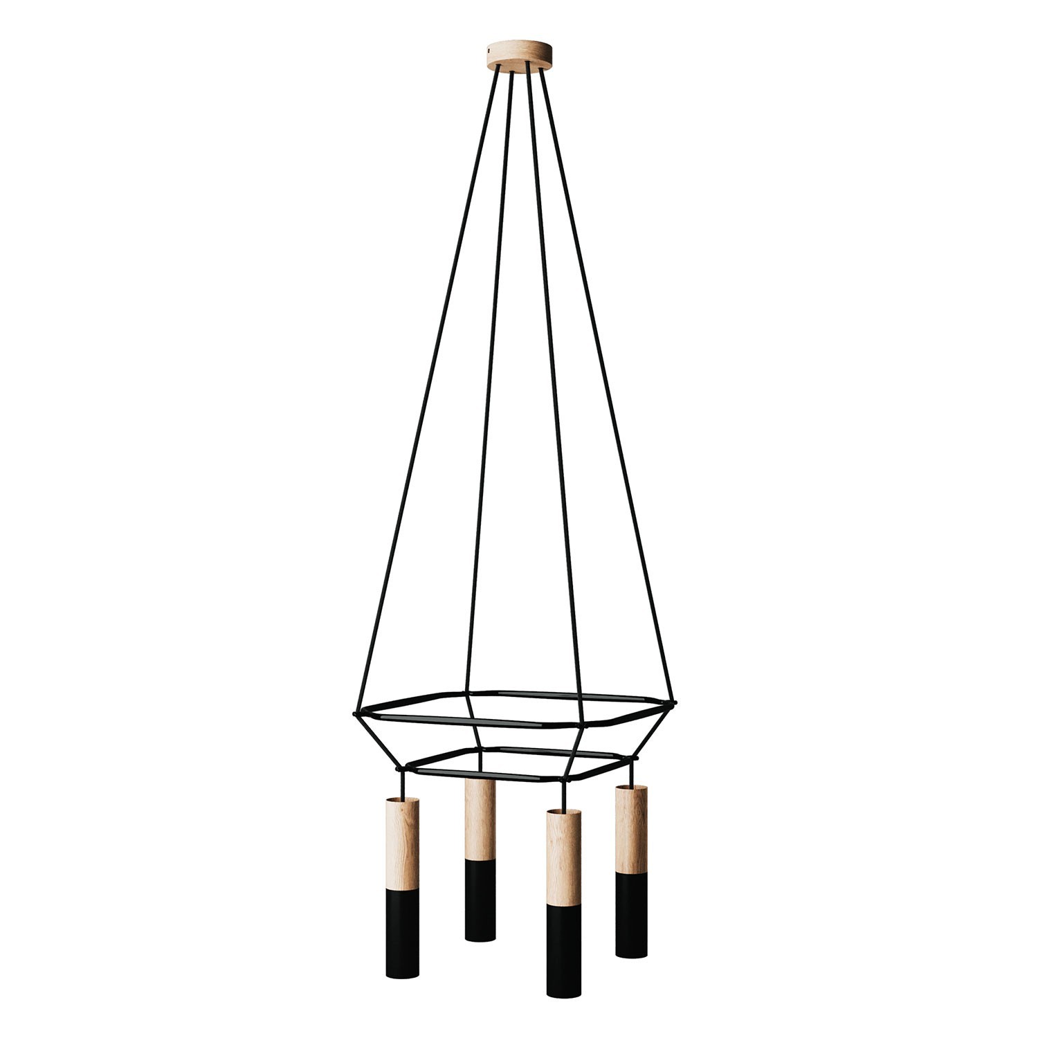 Lustre 2 Cage avec 4 bras Tub-E14 Double