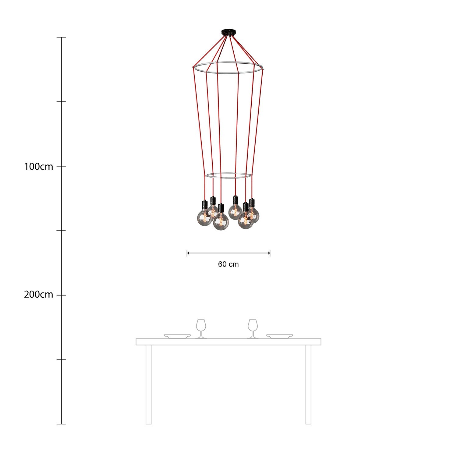 Deckenleuchte 2 Cage Globe mit 6 Aufhängungen