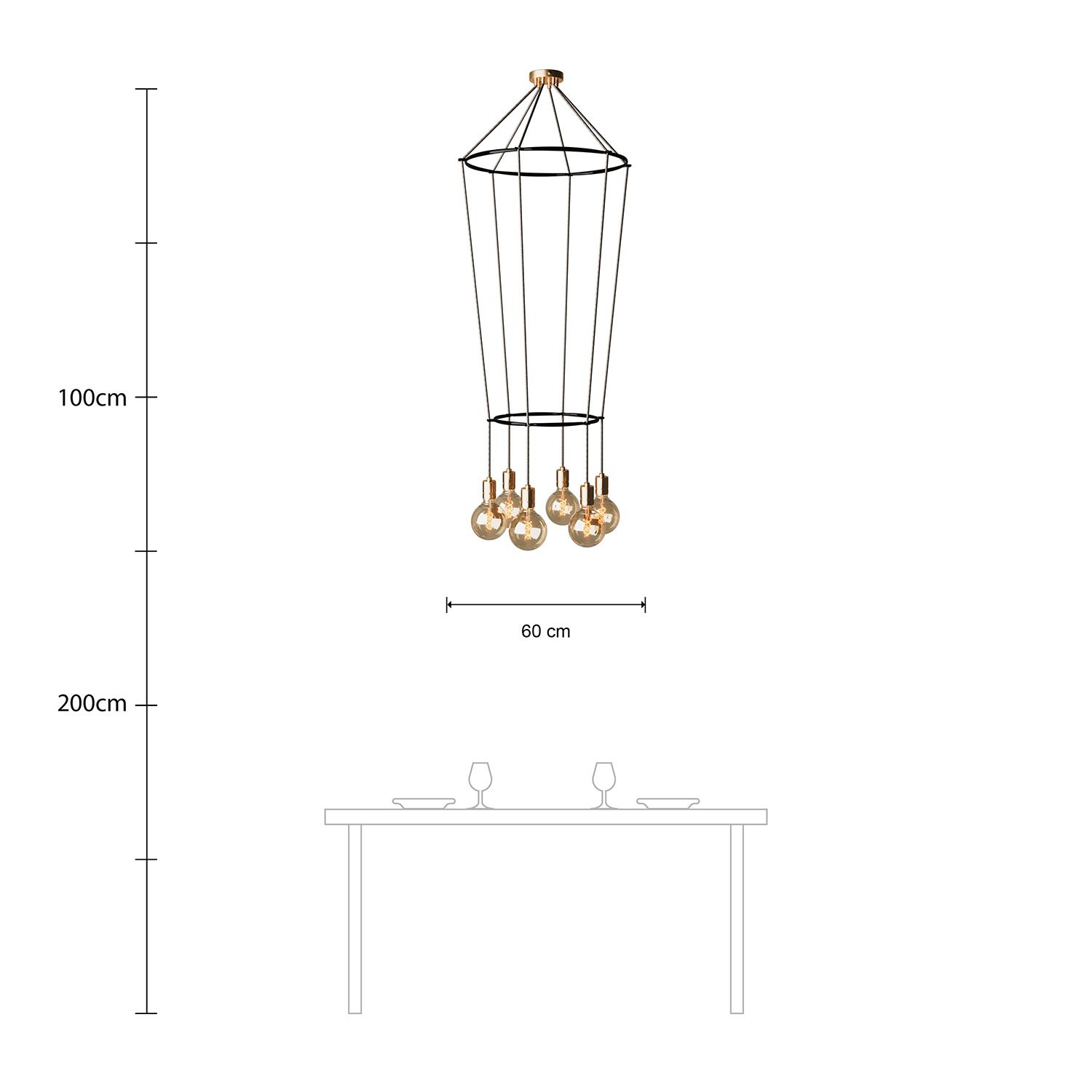 Lustre 2 Cage avec 6 bras Globo