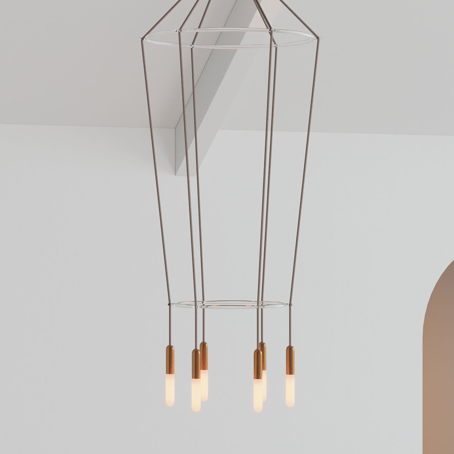 Lustre 2 Cage avec 6 bras P-Light