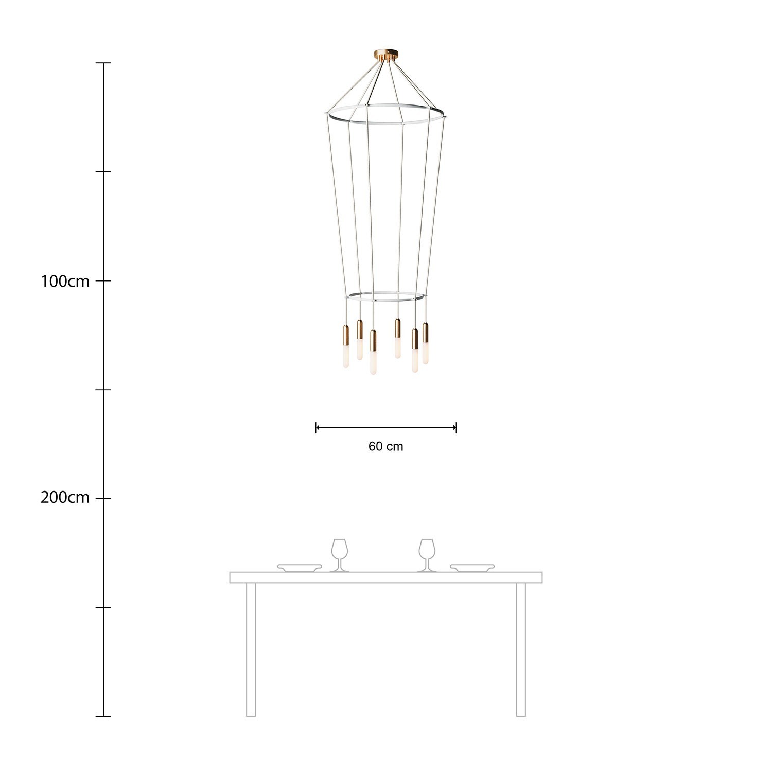 Lampadario 2 Cage a 6 cadute P-Light