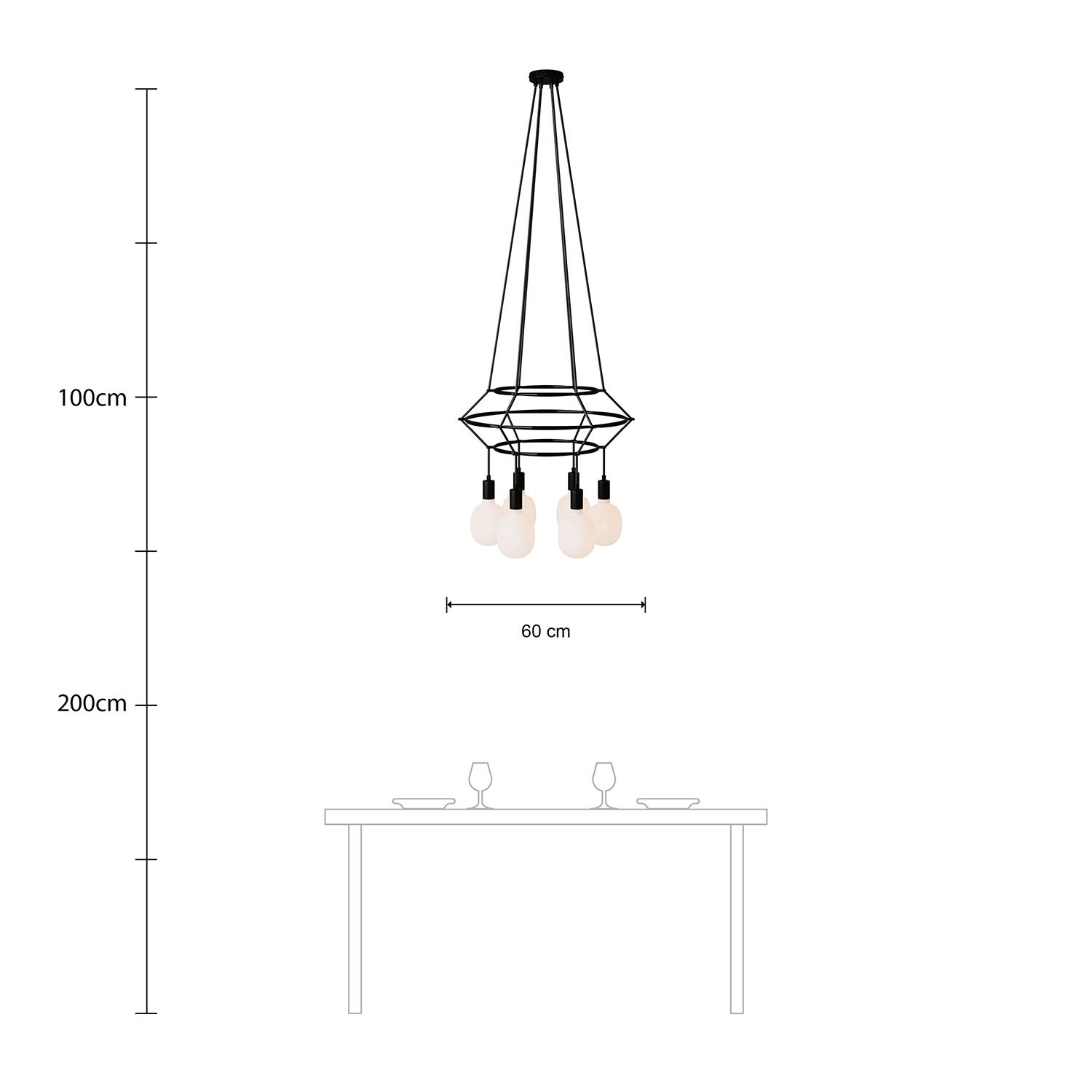 Lampadario 3 Cage a 4 cadute Rodi