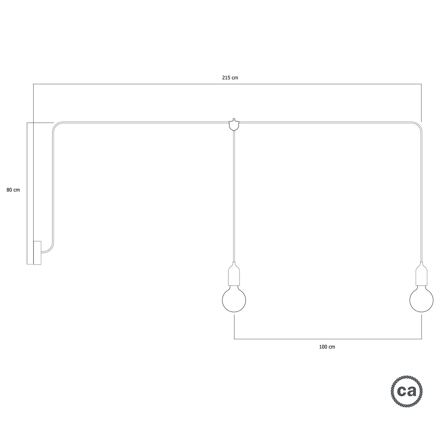 F-Snake EIVA Lampe d'extérieur IP65 avec 2 lumières et rosace