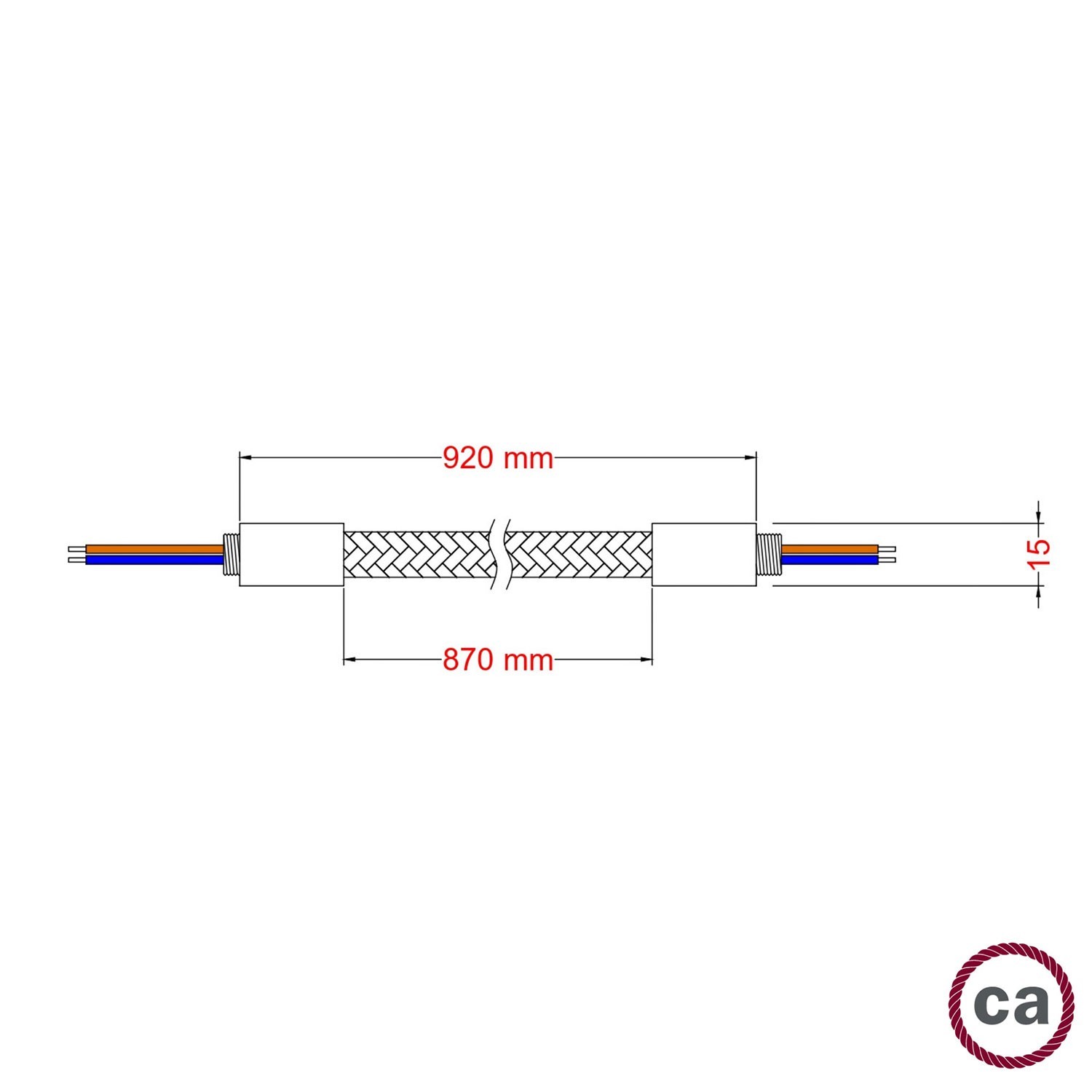 Kit Creative Flex tubo flessibile di estensione rivestito in juta RN06 Neutro con terminali metallici