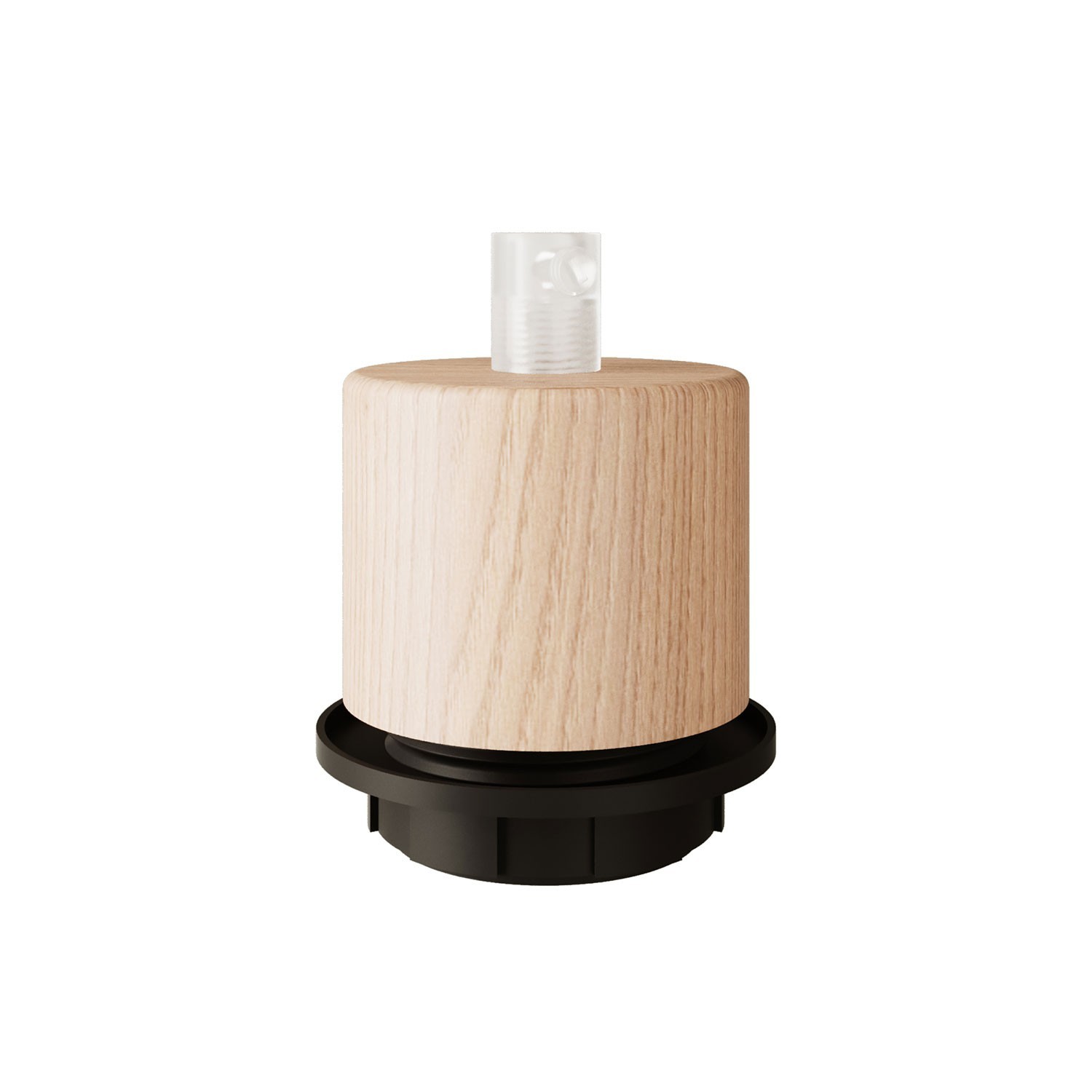 Kit zylinderförmige E27 Holz-Lampenfassung mit Gewinde und Zugentlastung für Lampenschirm