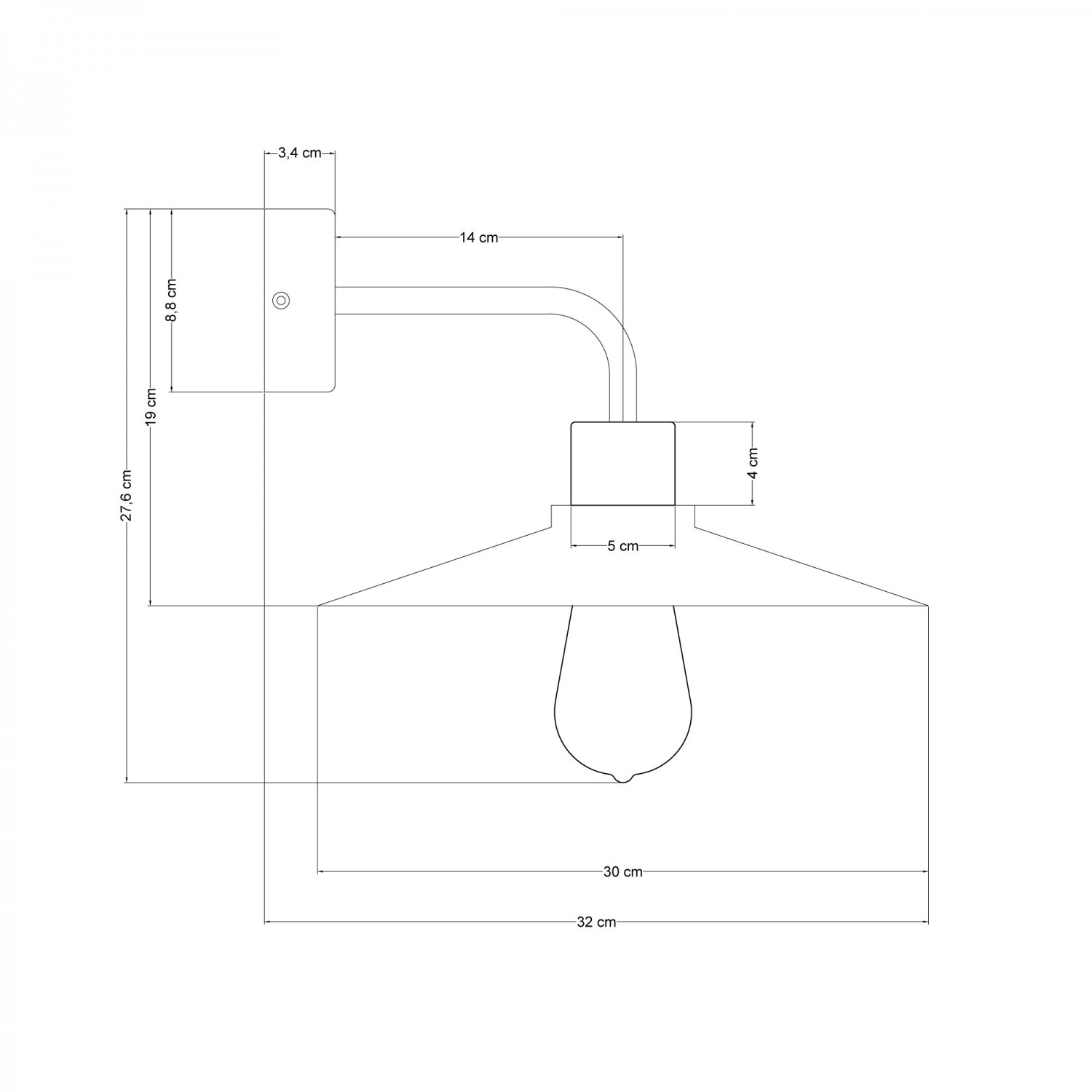 Lampada a muro in legno con paralume Swing ed estensione curva - Fermaluce Wood