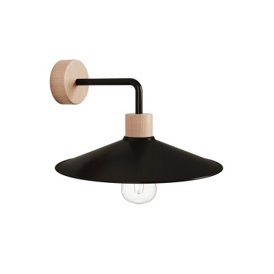 Lampada a muro in legno con paralume Swing ed estensione curva - Fermaluce Wood