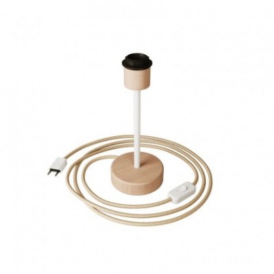 Lampada da tavolo in legno con predisposizione per paralume - Alzaluce Wood con spina a 2 poli
