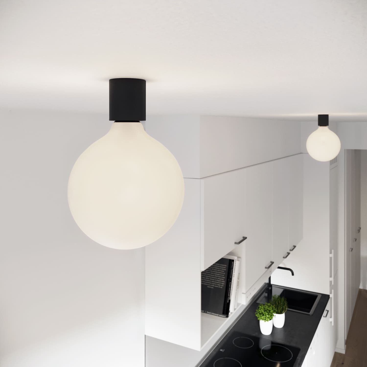 Applique con lampadina a bulbo effetto porcellana - Waterproof IP44