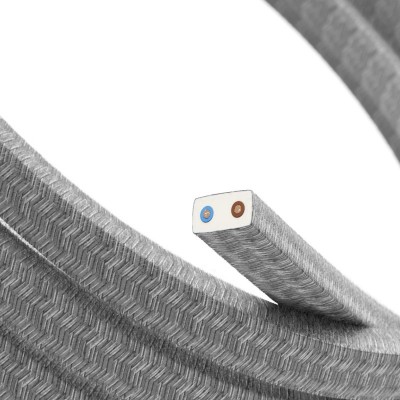 Elektrokabel für Lichterketten mit Textilummantelung aus natürlichem, grauen Leinen CN02, UV-beständig