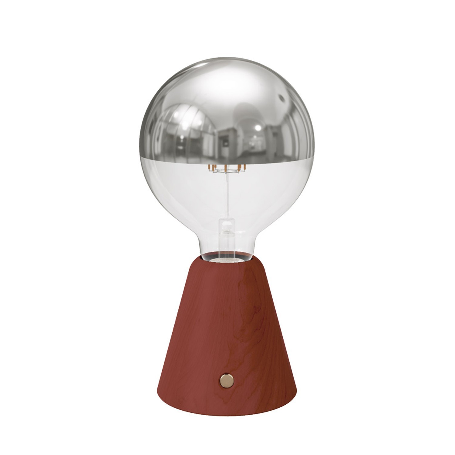 Lampada portatile ricaricabile Cabless01 con lampadina globo mezza sfera argento