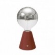 Lampada portatile ricaricabile Cabless01 con lampadina globo mezza sfera argento