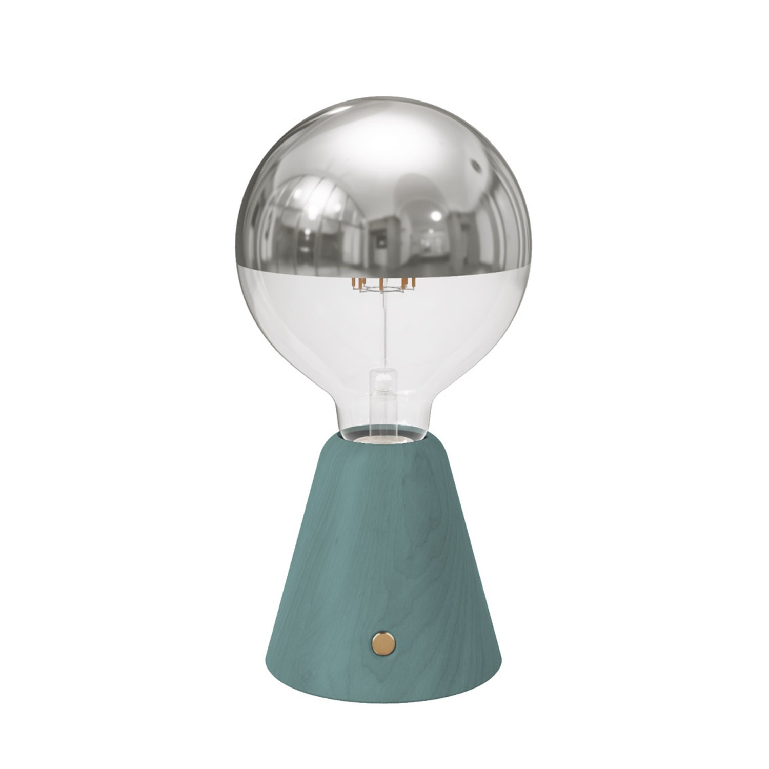 Lampada portatile ricaricabile Cabless01 con lampadina globo mezza sfera argento