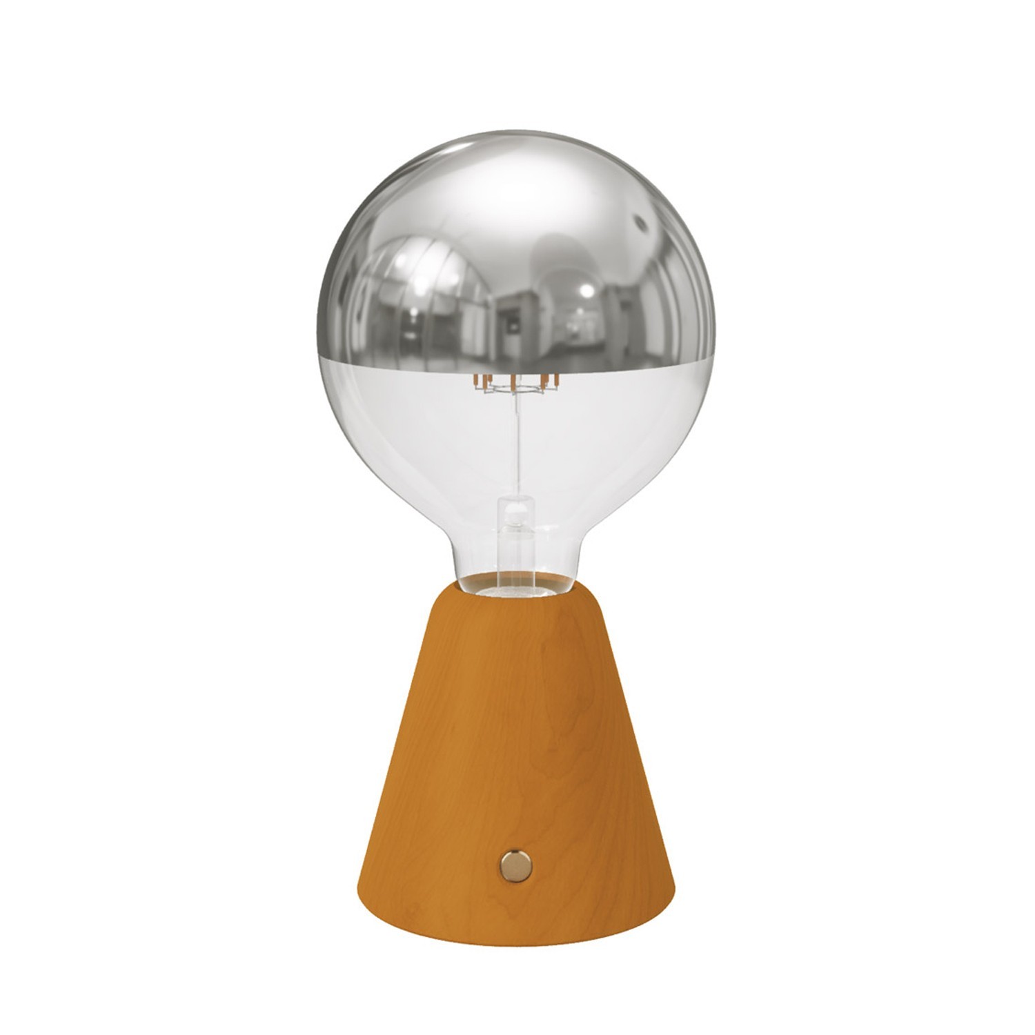 Lampada portatile ricaricabile Cabless01 con lampadina globo mezza sfera argento