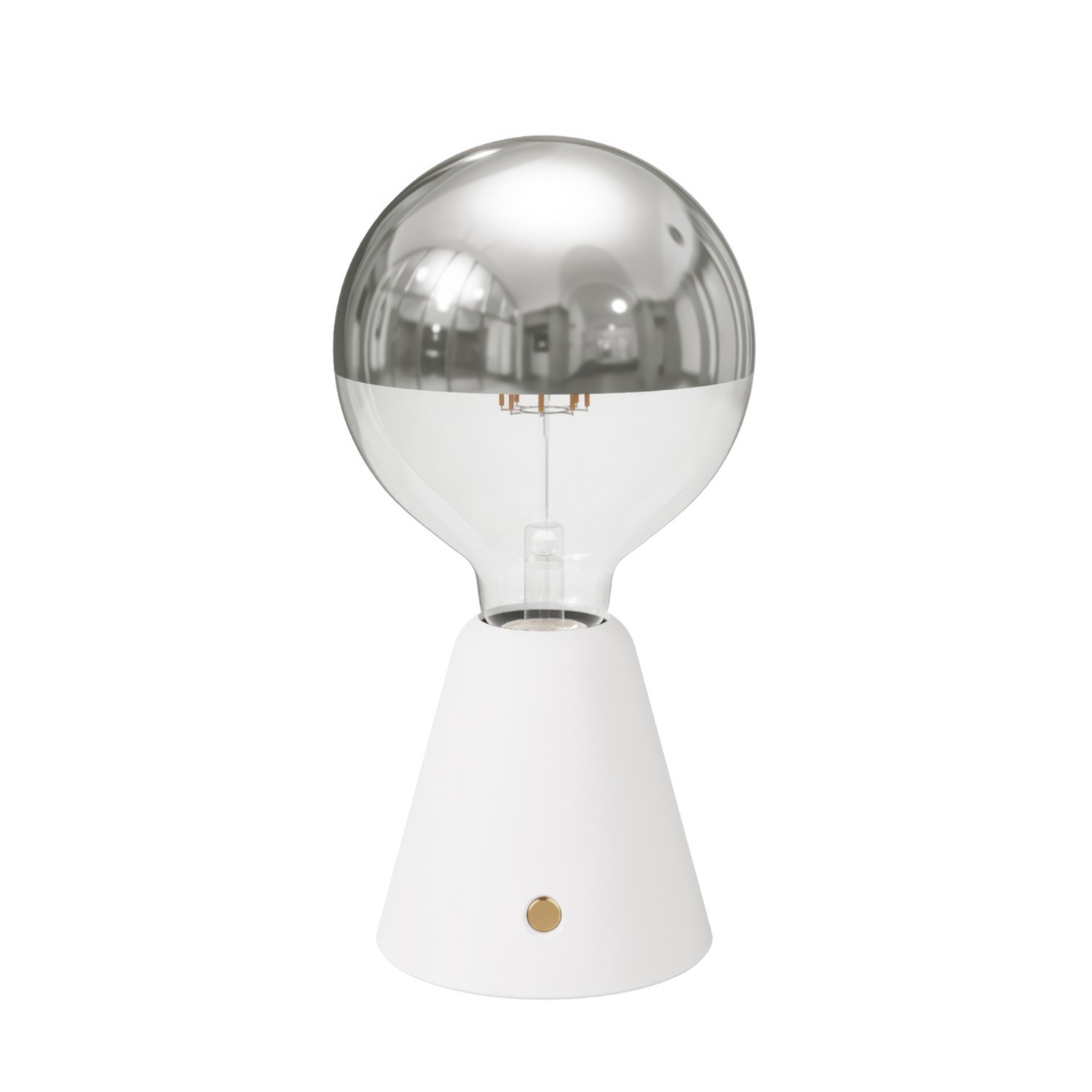 Lampe portative LED rechargeable Cabless01 avec ampoule globo demi-sphère argent